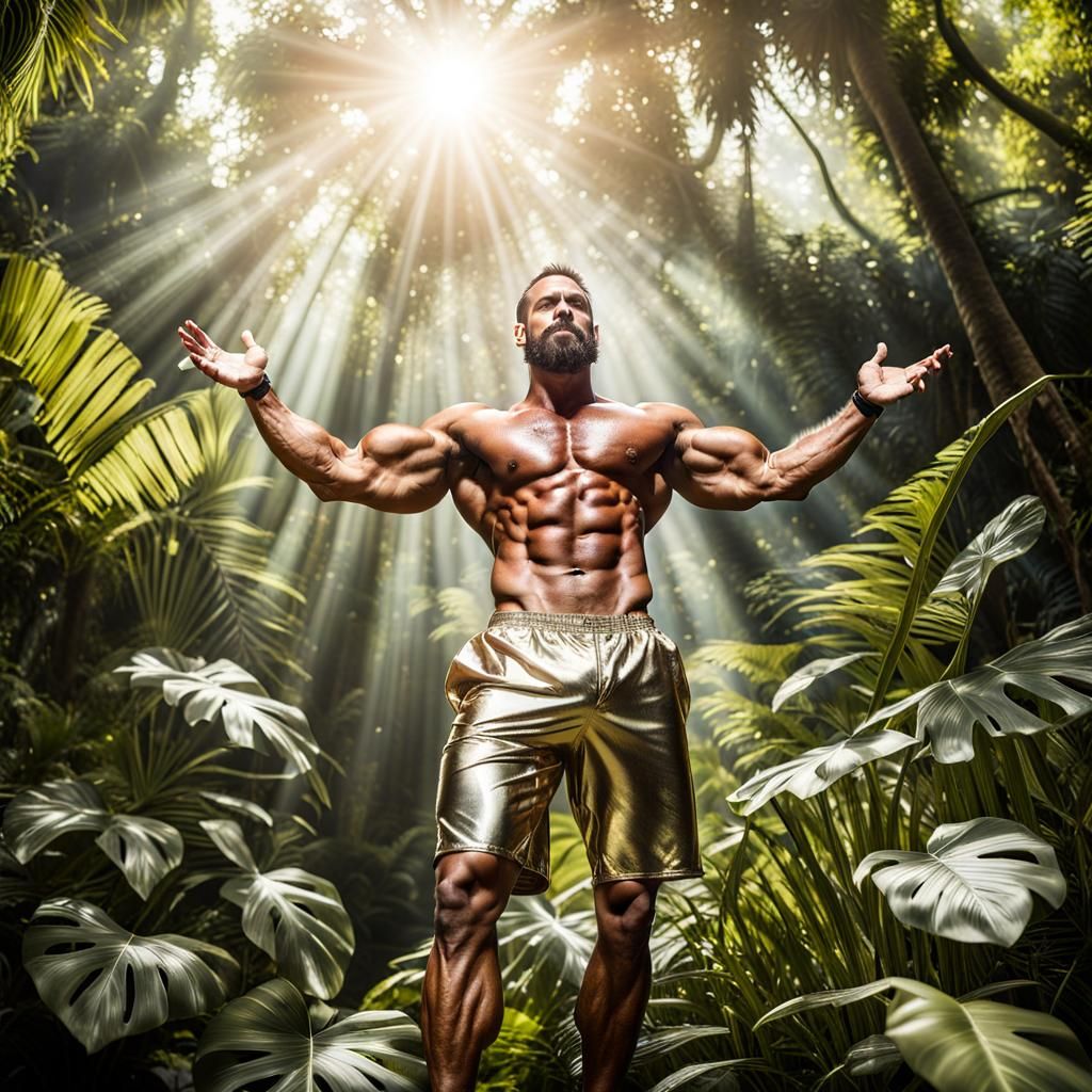 Austrian Bodybuilder in Jungle Portrait
