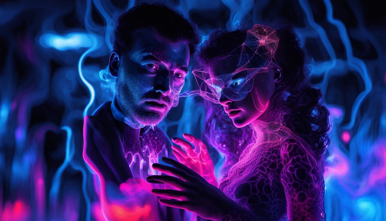 3D lonely hearts souls polychrome geomagnetic storm parametricism liquified infinite curved space metalorganic by artis...