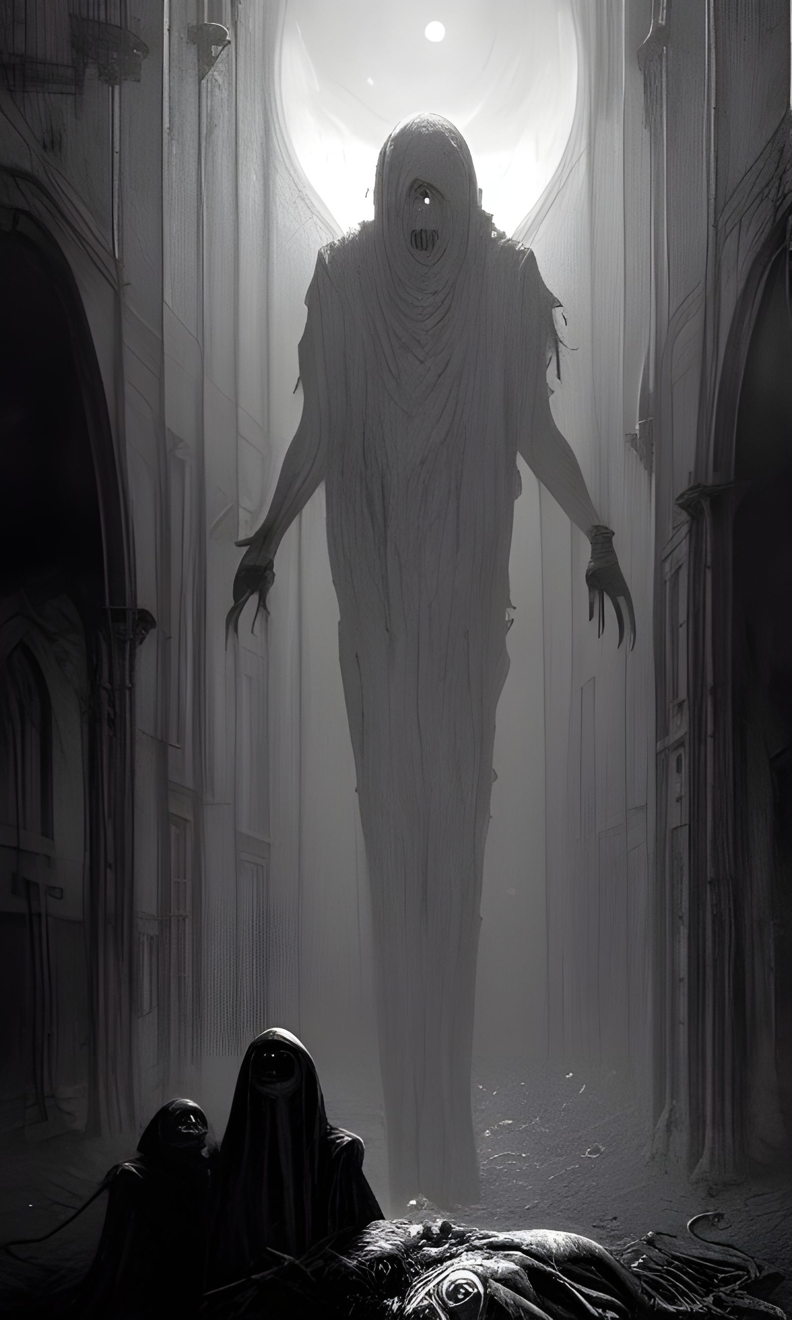 Terrifying Ghoul in Engraving Style