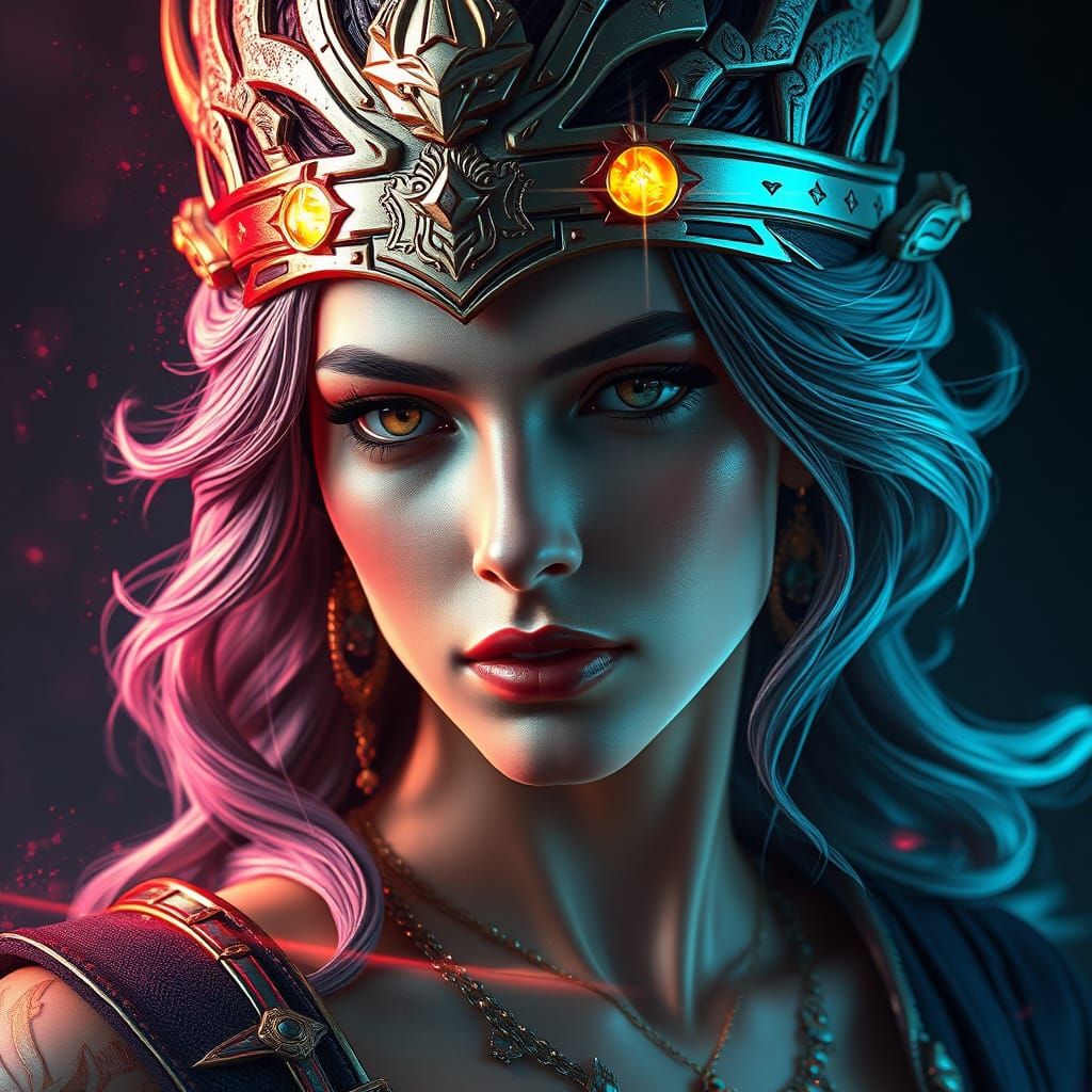 Goddess Nyx in Triadic Colors Concept Art