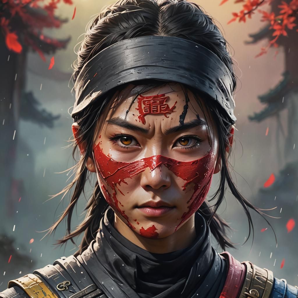 Detailed Chinese Female Ninja in Hyperrealistic Style