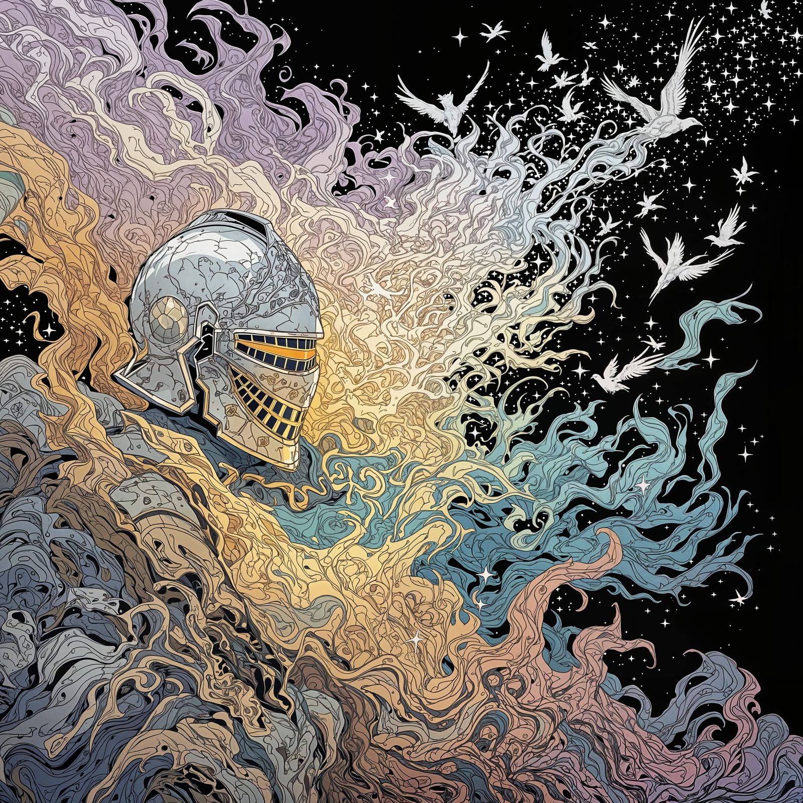 Baroque Armor Transforms into Vibrant, Ethereal Forms