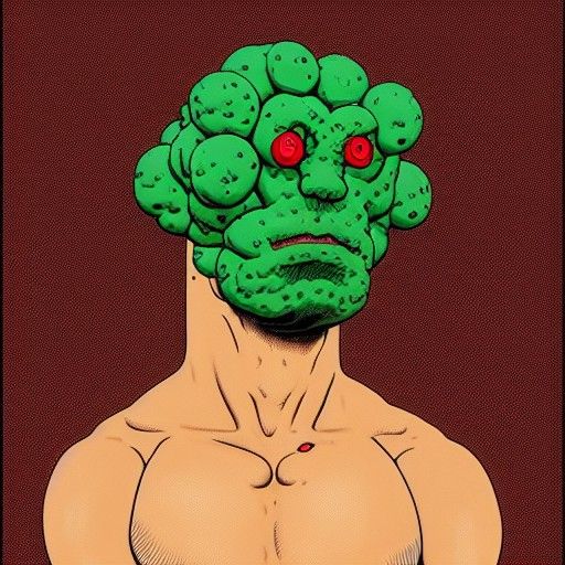 Hyperrealistic Meatwad Flexing in Comic Style