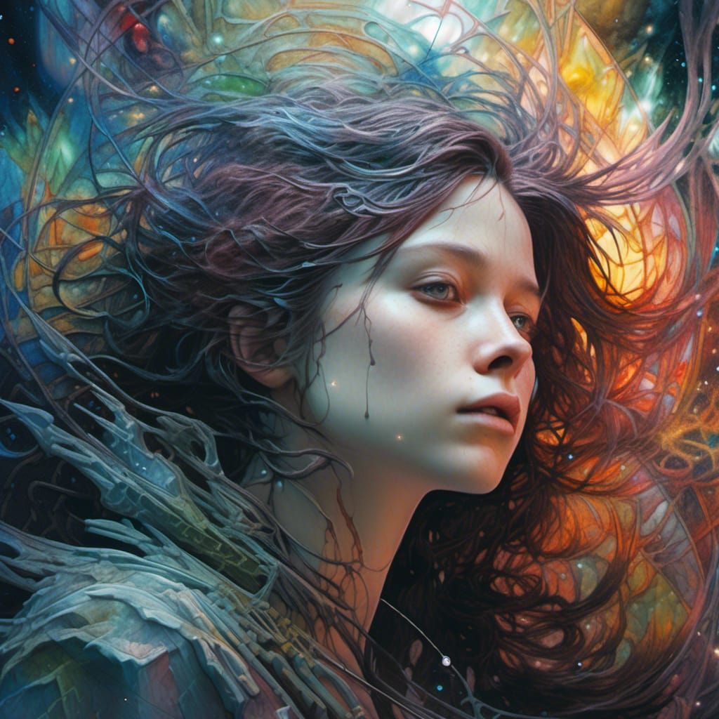 Cosmic Stained Glass Window in Hyper-Realistic Style