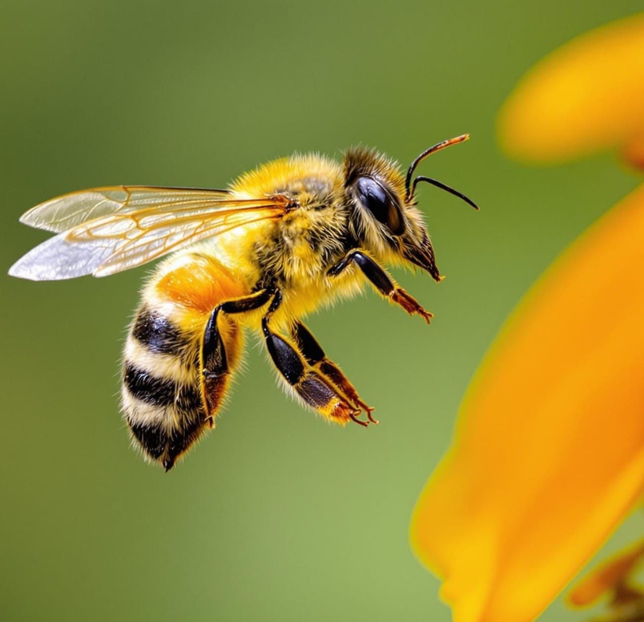 Honeybee Landing on Sunflower: Macro Photography