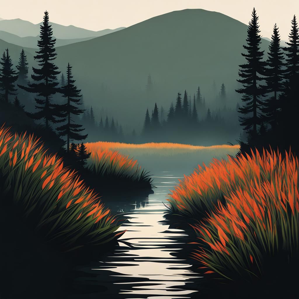 Minimalist Nature Scene: Evoking Serene Desolation