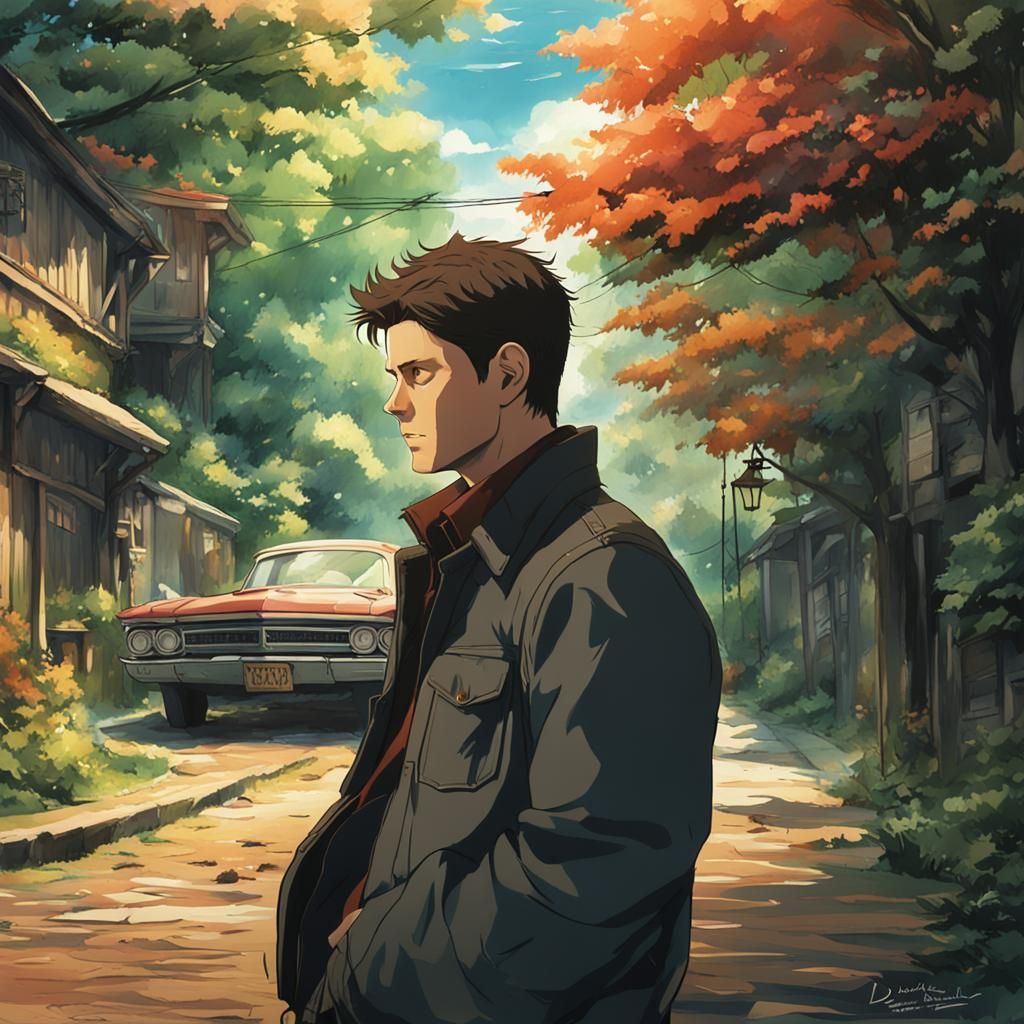 Dean Winchester in Studio Ghibli Anime Style