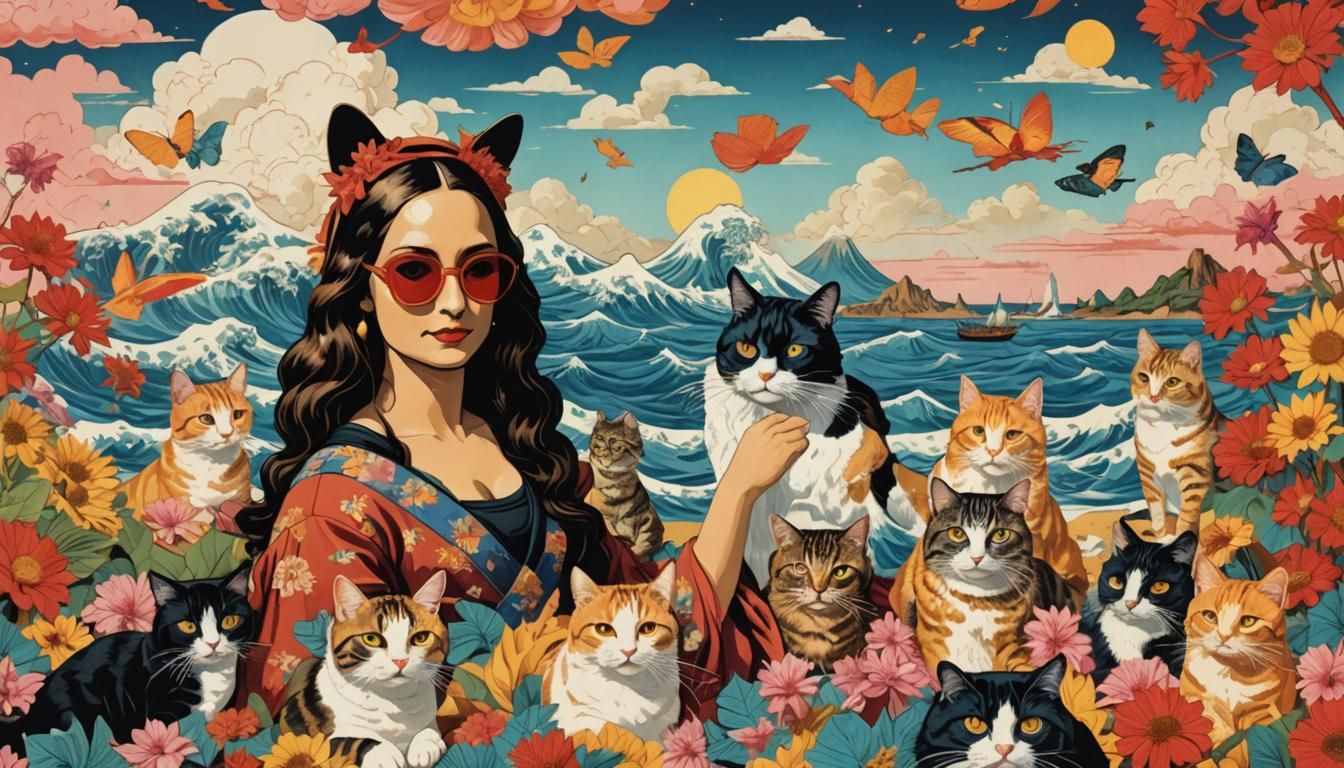 Mona Lisa's Surreal Pop Art Beach Party