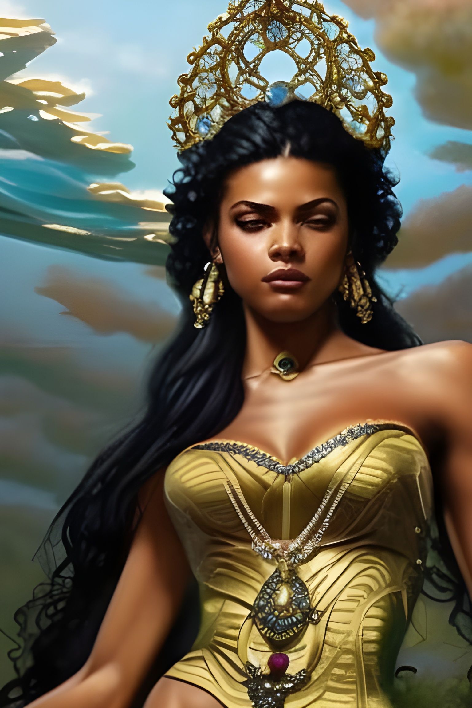 Athletic Water Witch Portrait in Hyperdetailed Digital Art