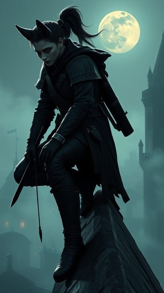 Medieval Cityscape Rogues in Film Noir Style