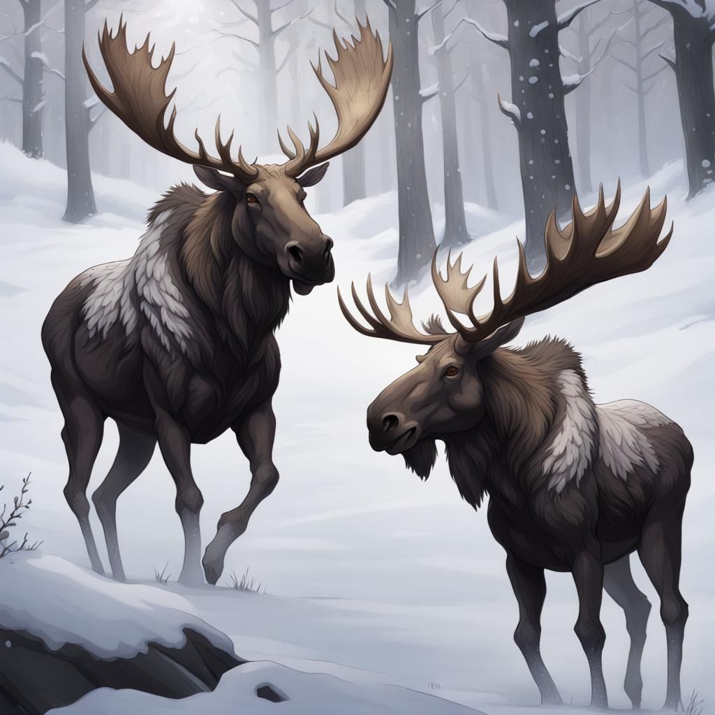 Ethereal Moose Cervitaur in a Fantasy Scene