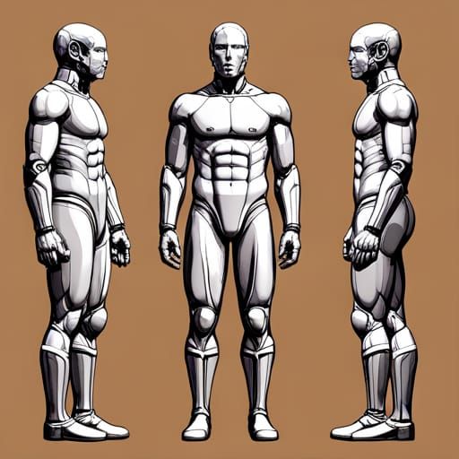 Detailed Schematics of a Male Cyborg Design