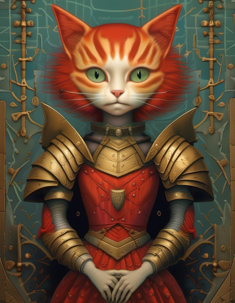 Cat knight lady.