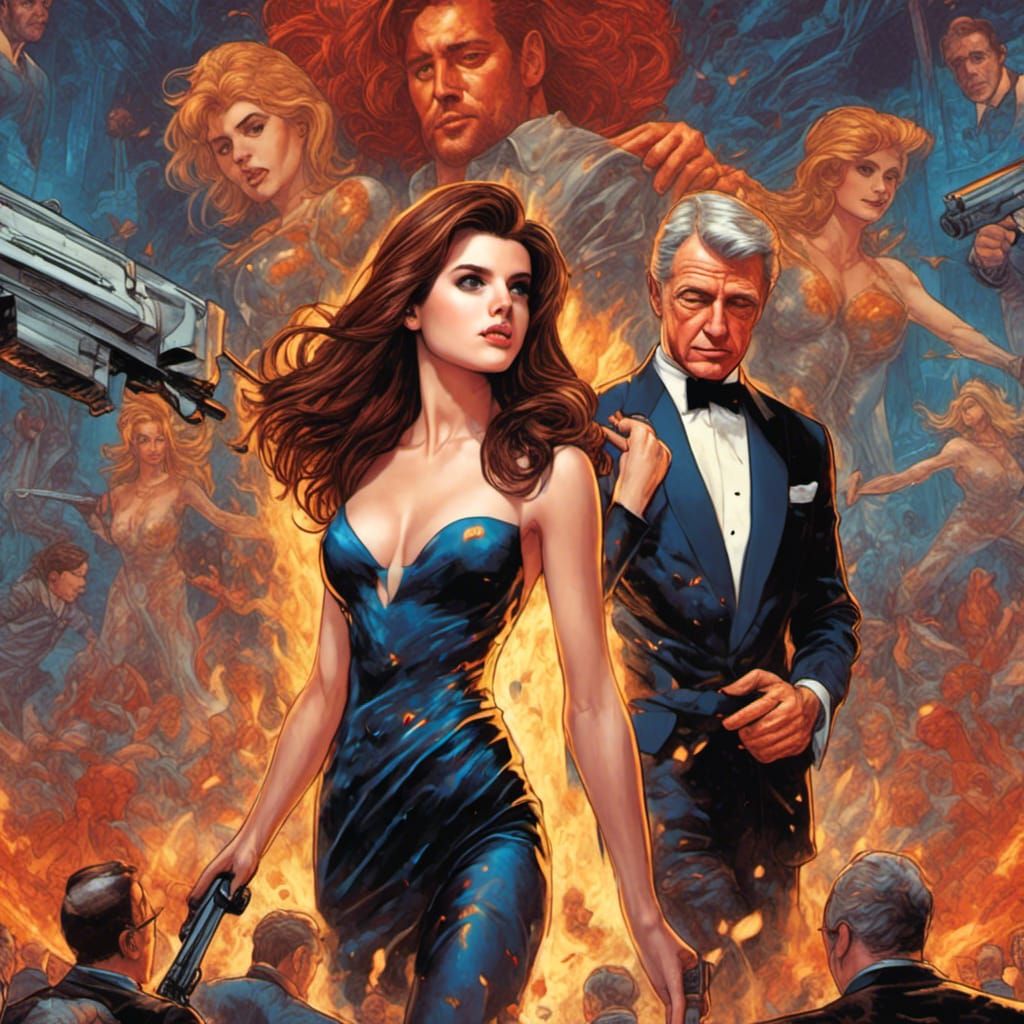 Anna Kendrick as James Bond in 90s Comic Art