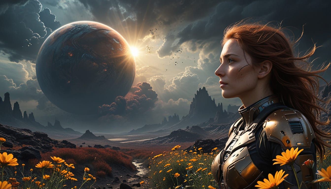 Massive Mountain Carved Face with Desert Landscape at Sunset