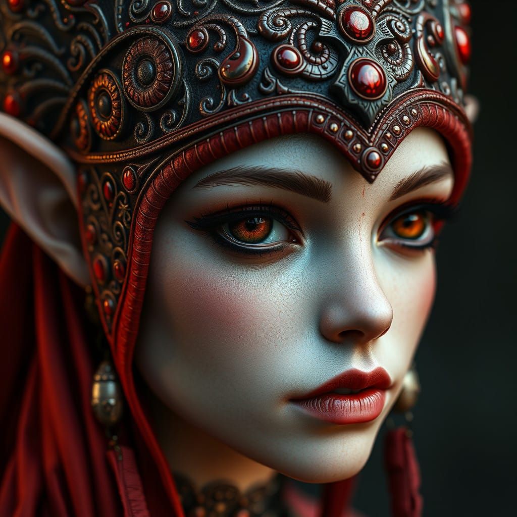 Elegant Ladybug Elf Princess in Regal Headdress