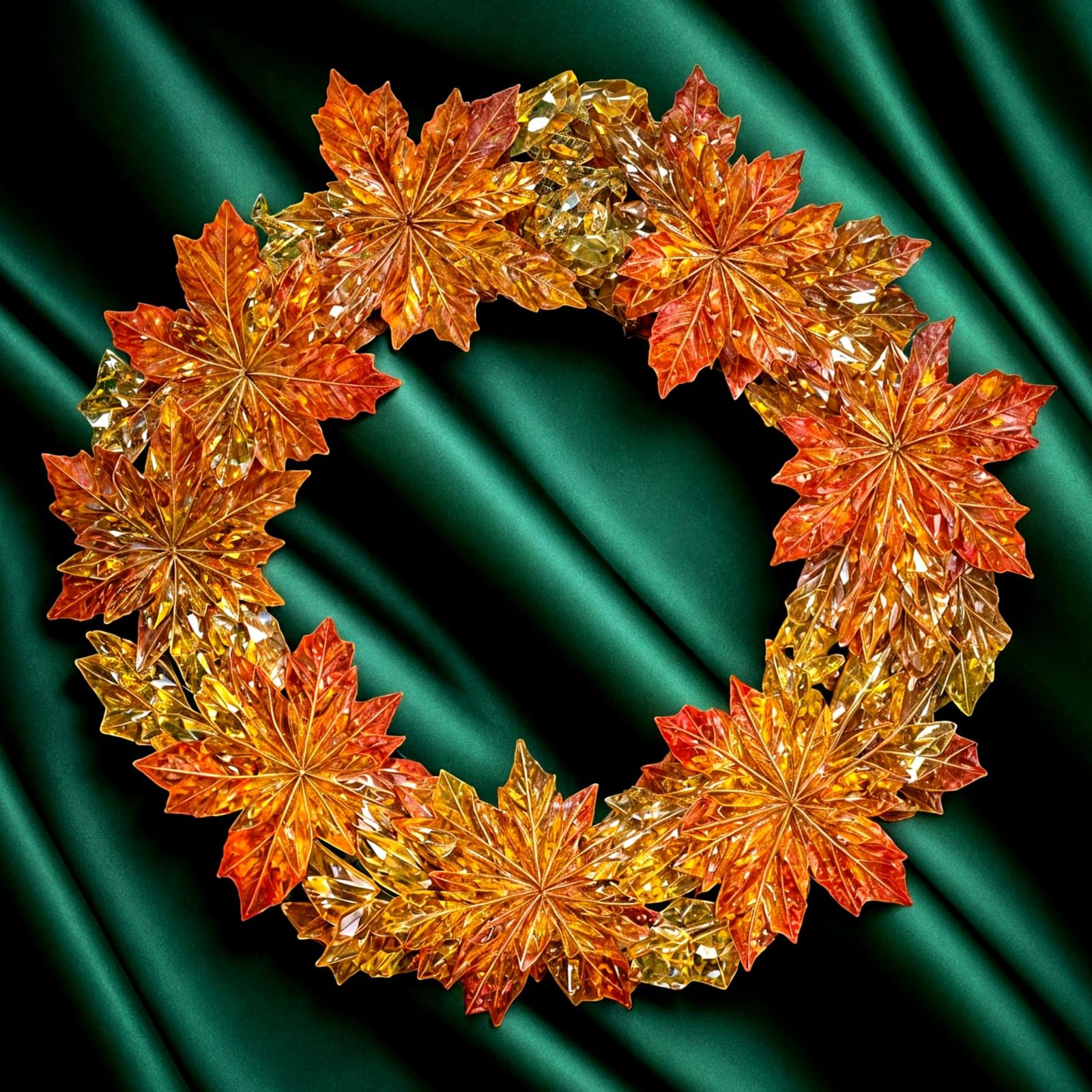 Autumn Crystal Florals Shine in Dark Green Velvet