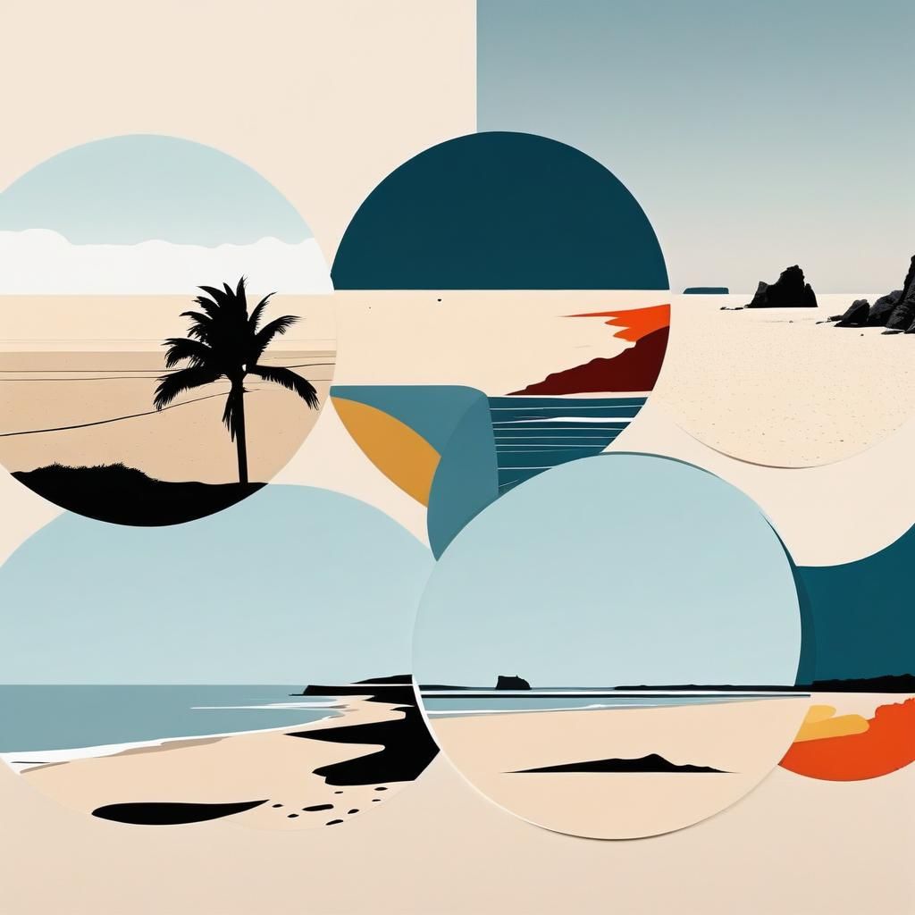 Minimalist Abstract Beach Collage in Matte Style