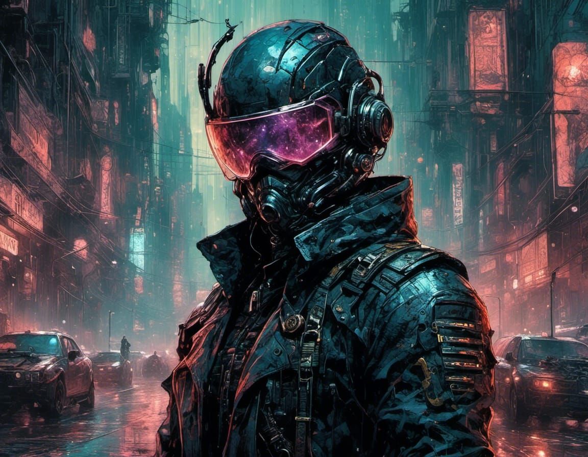 Spectral Wraith Warrior with Cyberpunk Weapons