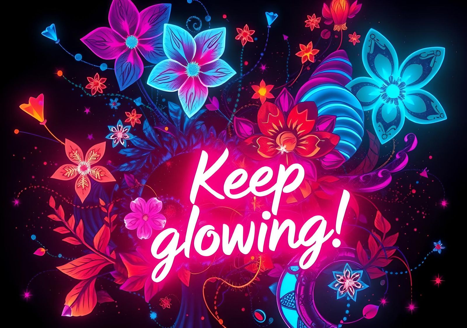 Fluorescent Graffiti Artwork with Glowing Text