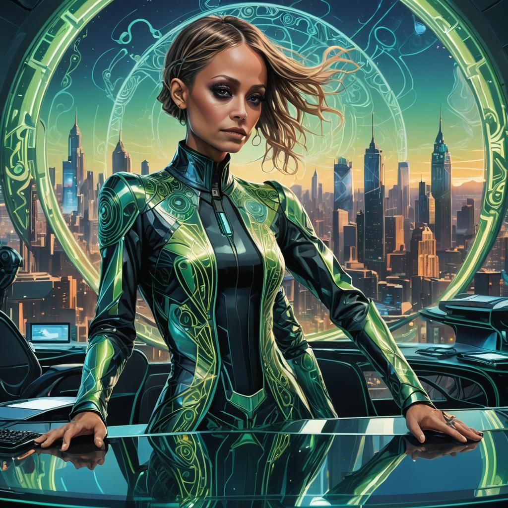 Futuristic Portrait with Art Nouveau Elements