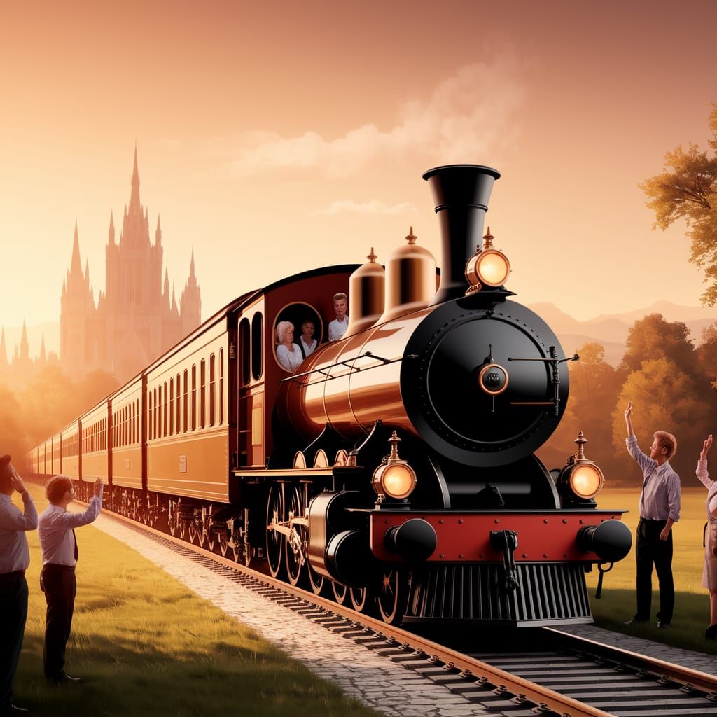 Golden Hour Train Chugs Through Lush Landscape in Impressive...