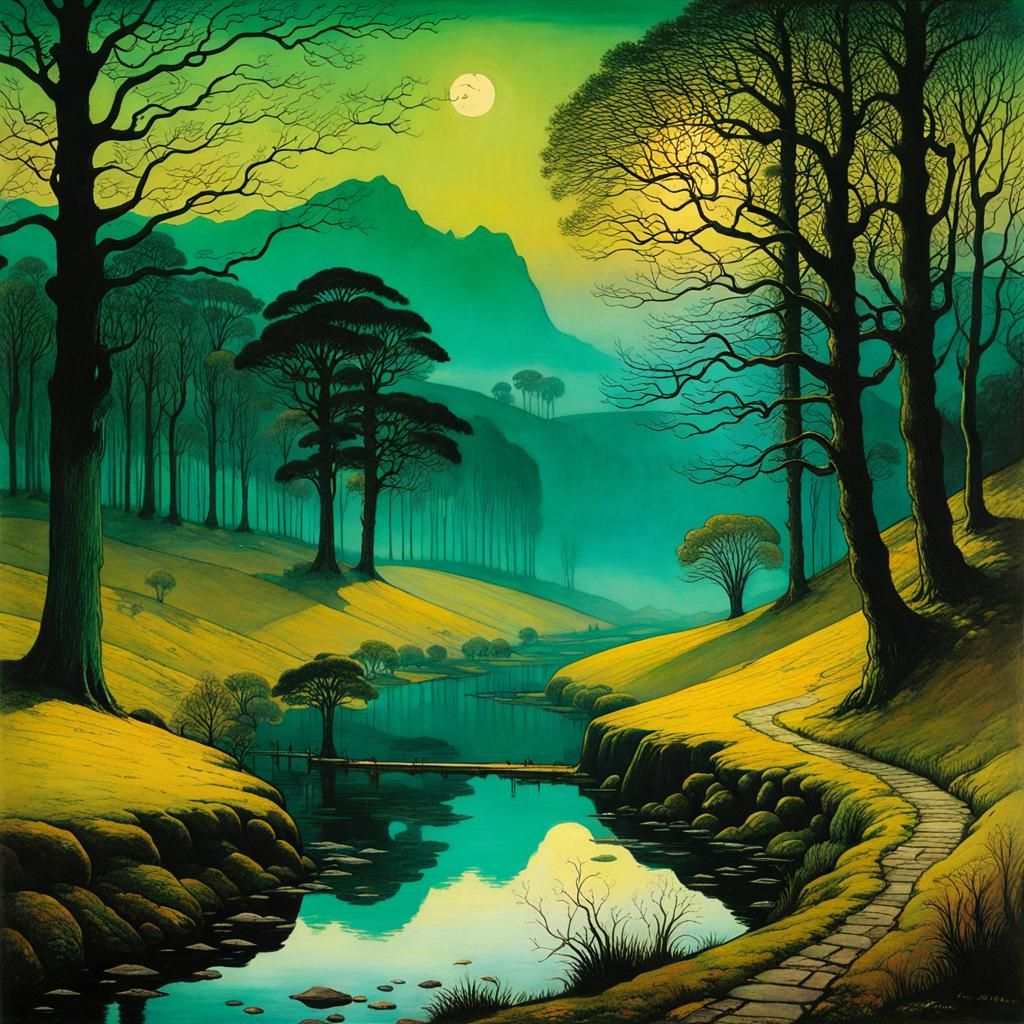 Dreamy Landscape in Victorian Fantasy Style