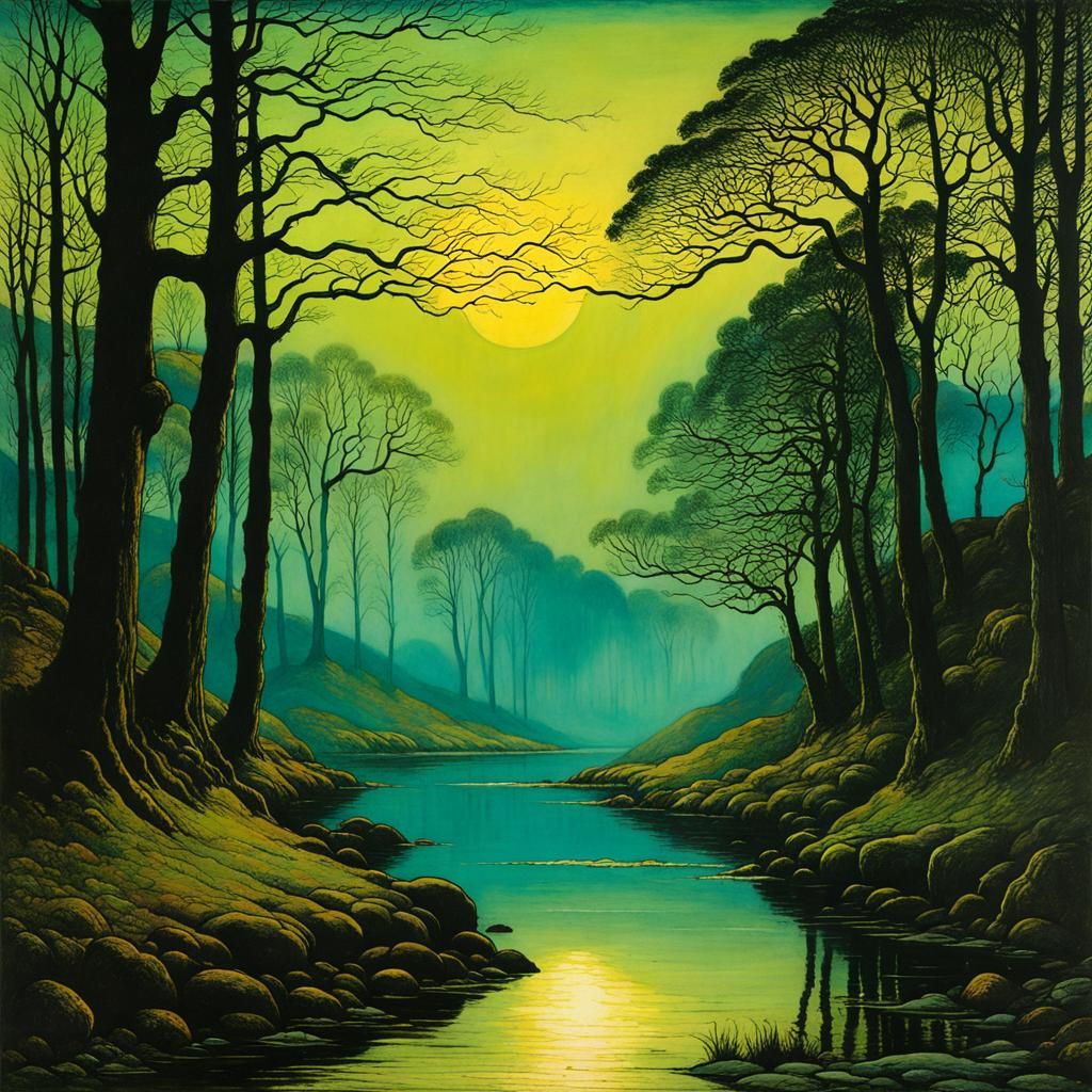 Luminous Nightscapes in Impressionist Style