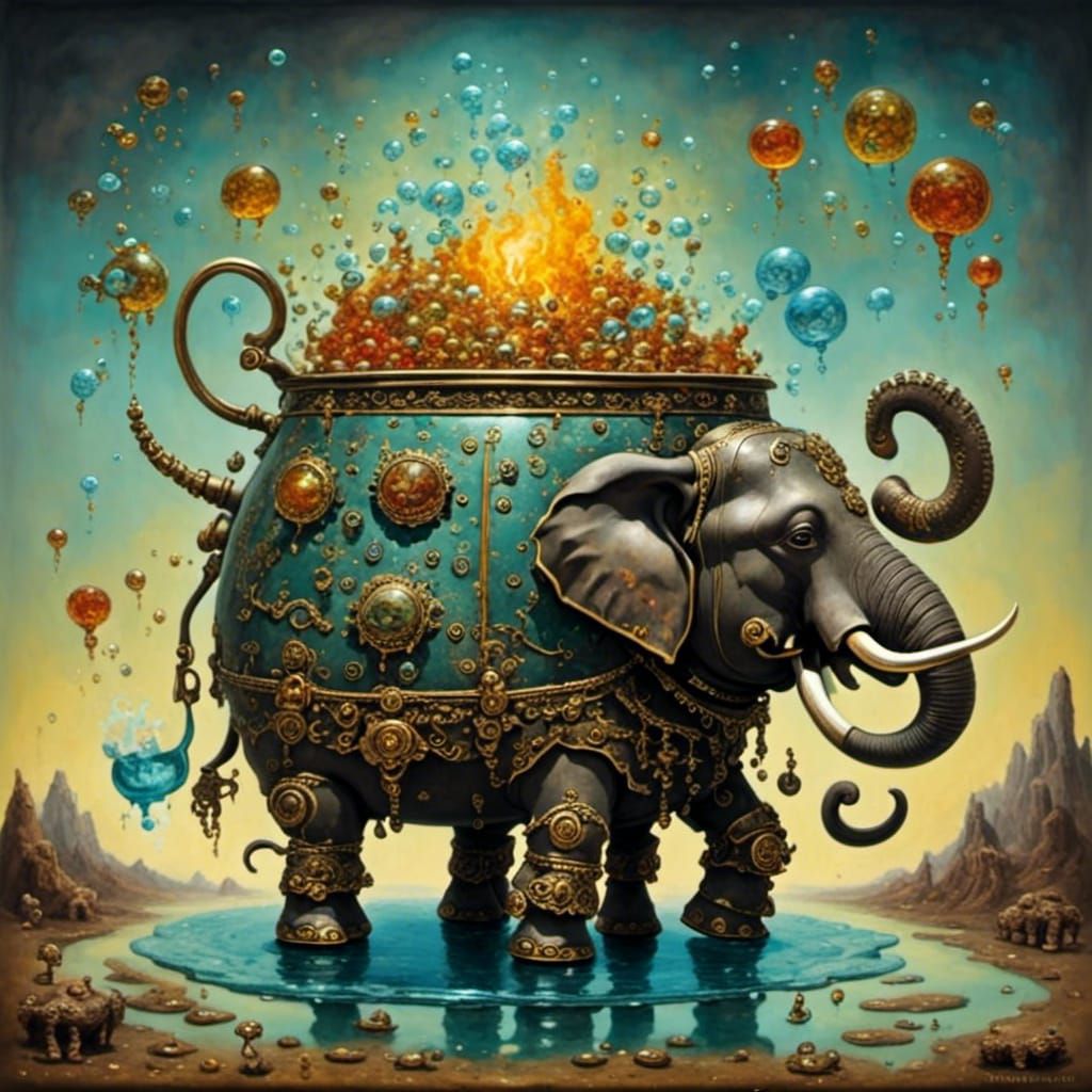 Dreamlike Fusion of Demonic and Whimsical Elements