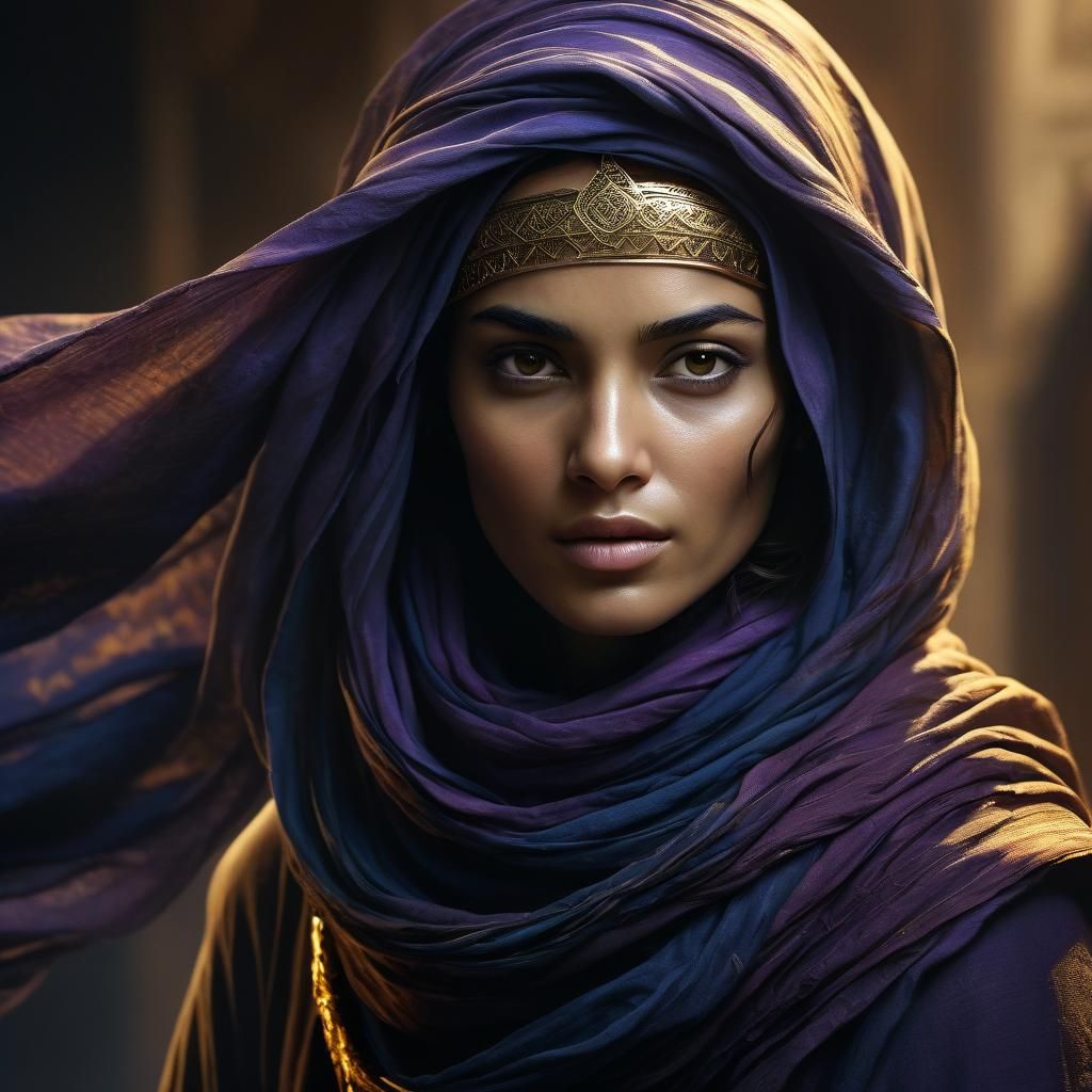 Arabic Rogue Portrait with Flowing Fabrics