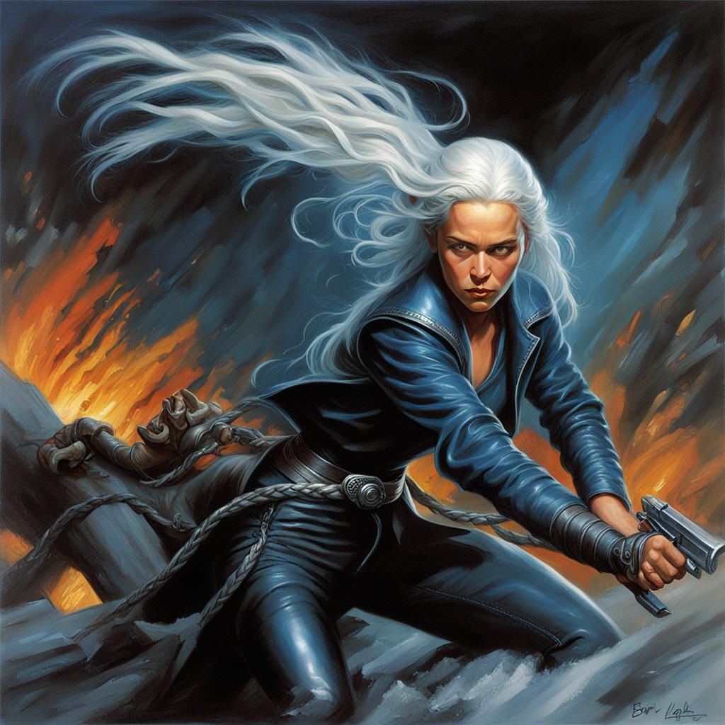 Daenerys Targaryen Battles Terminator in Oil Painting