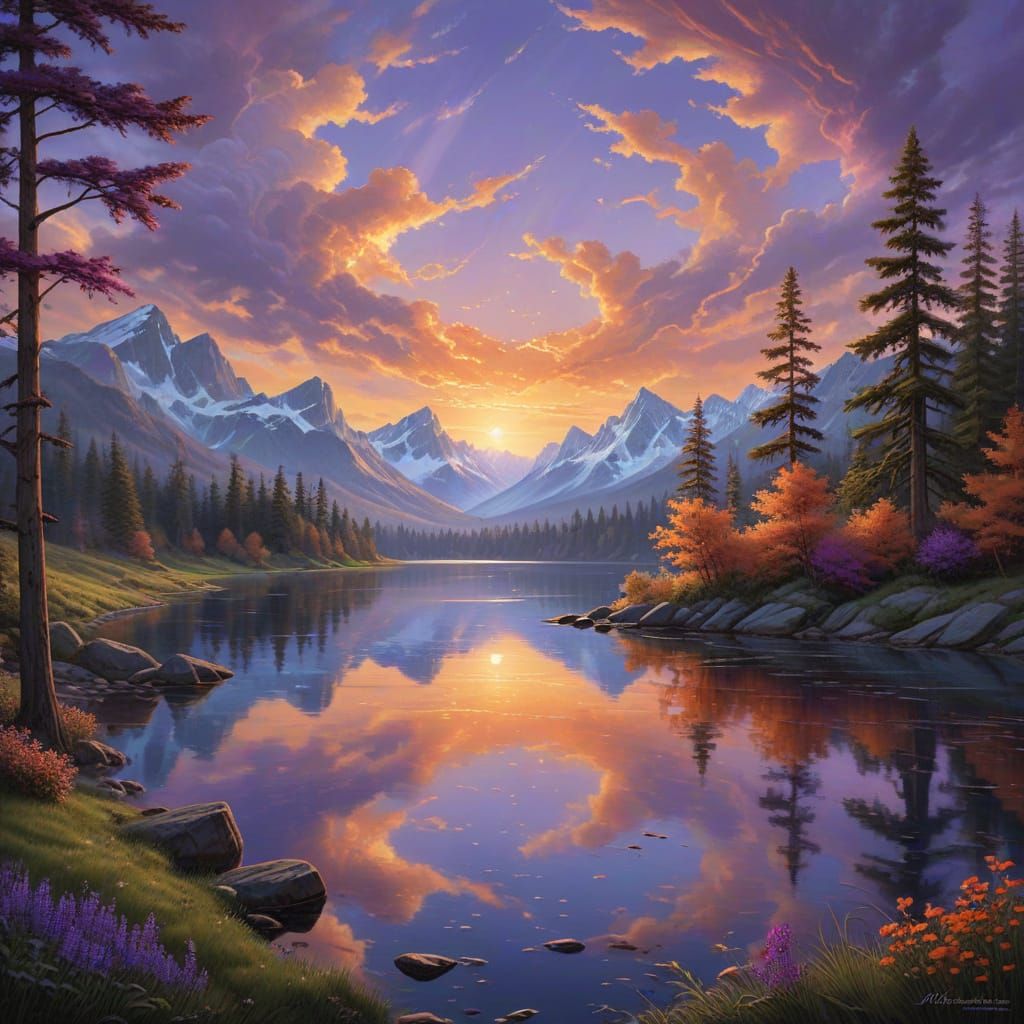 Ethereal Summer Landscape in Vibrant Colors