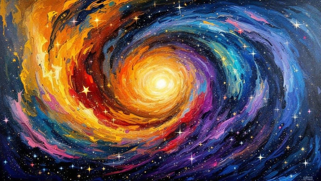 Vibrant Cosmic Star Cluster in Expressionist Style