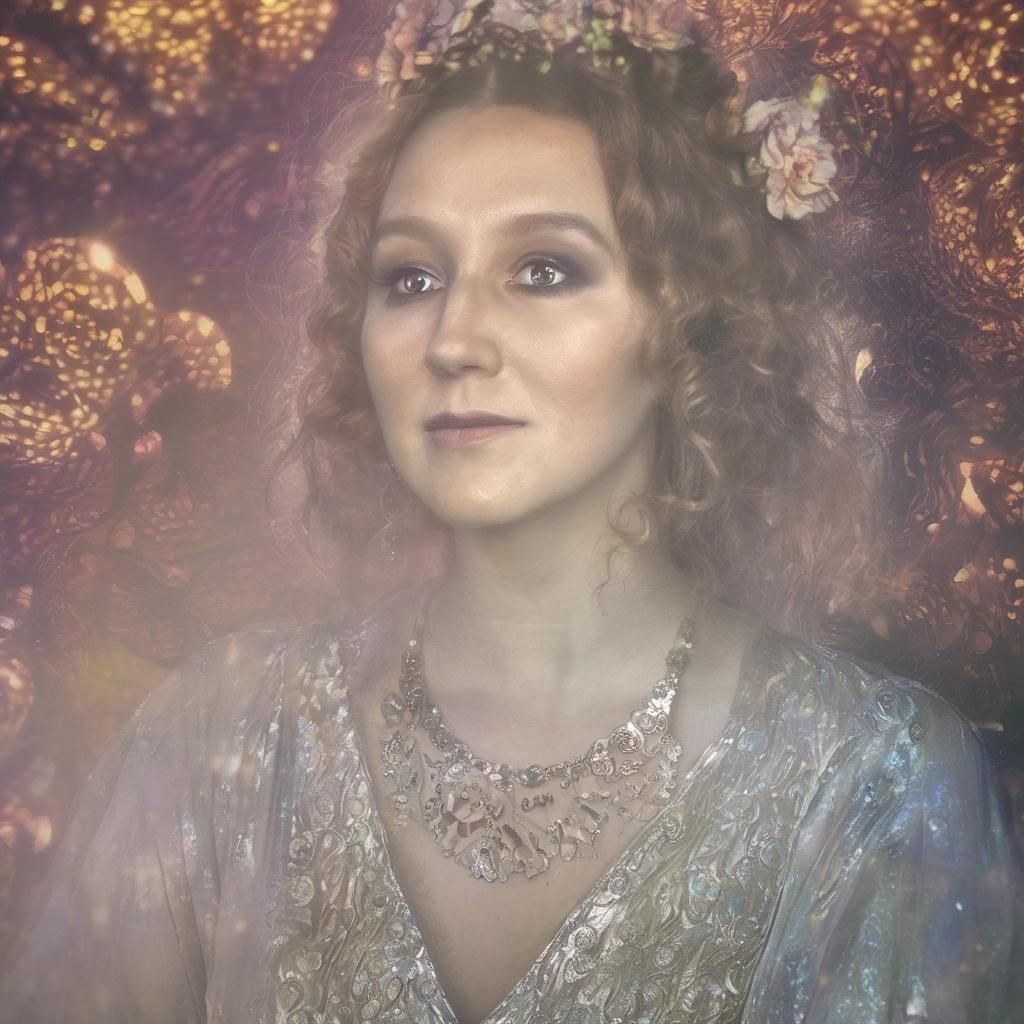 Mystical Woman in Moonlit Garden: Symbolist Portrait