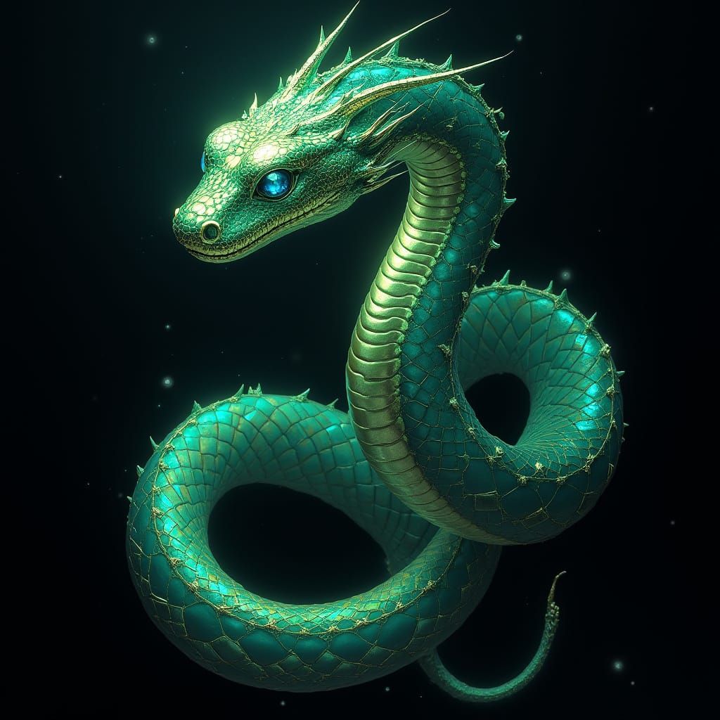 Emerald Serpent in Celestial Glow