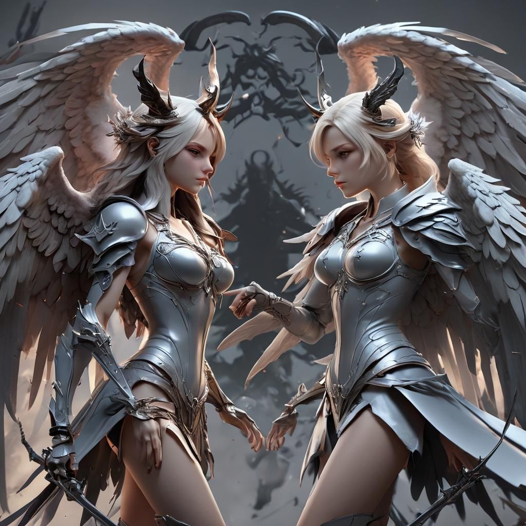Good vs Evil: Anime-Style Angel and Devil