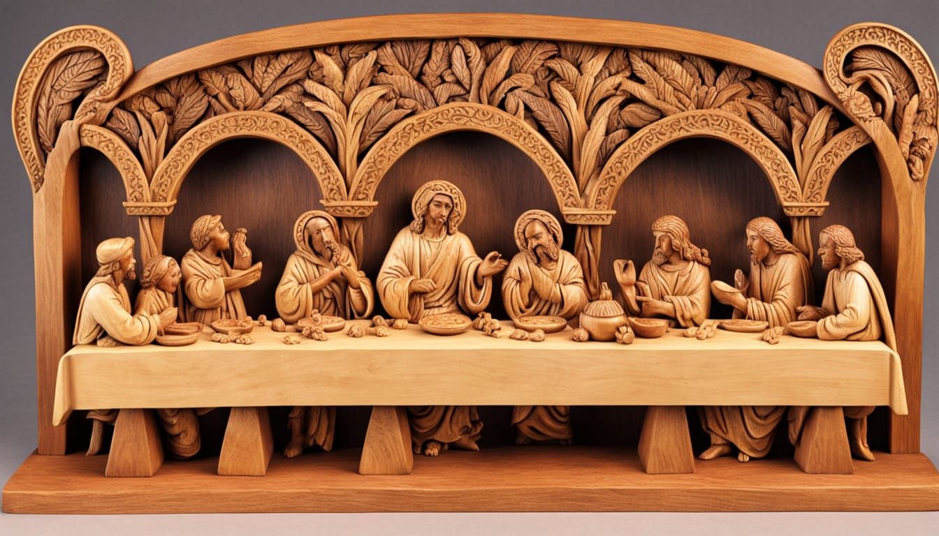 Masterpiece Wooden Last Supper Sculpture
