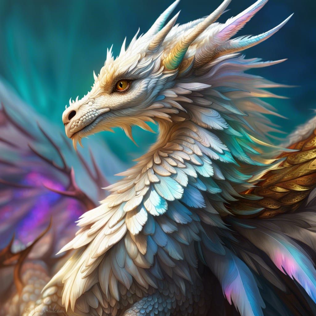 Beautiful Angel Dragon Portrait in Detailed 3D