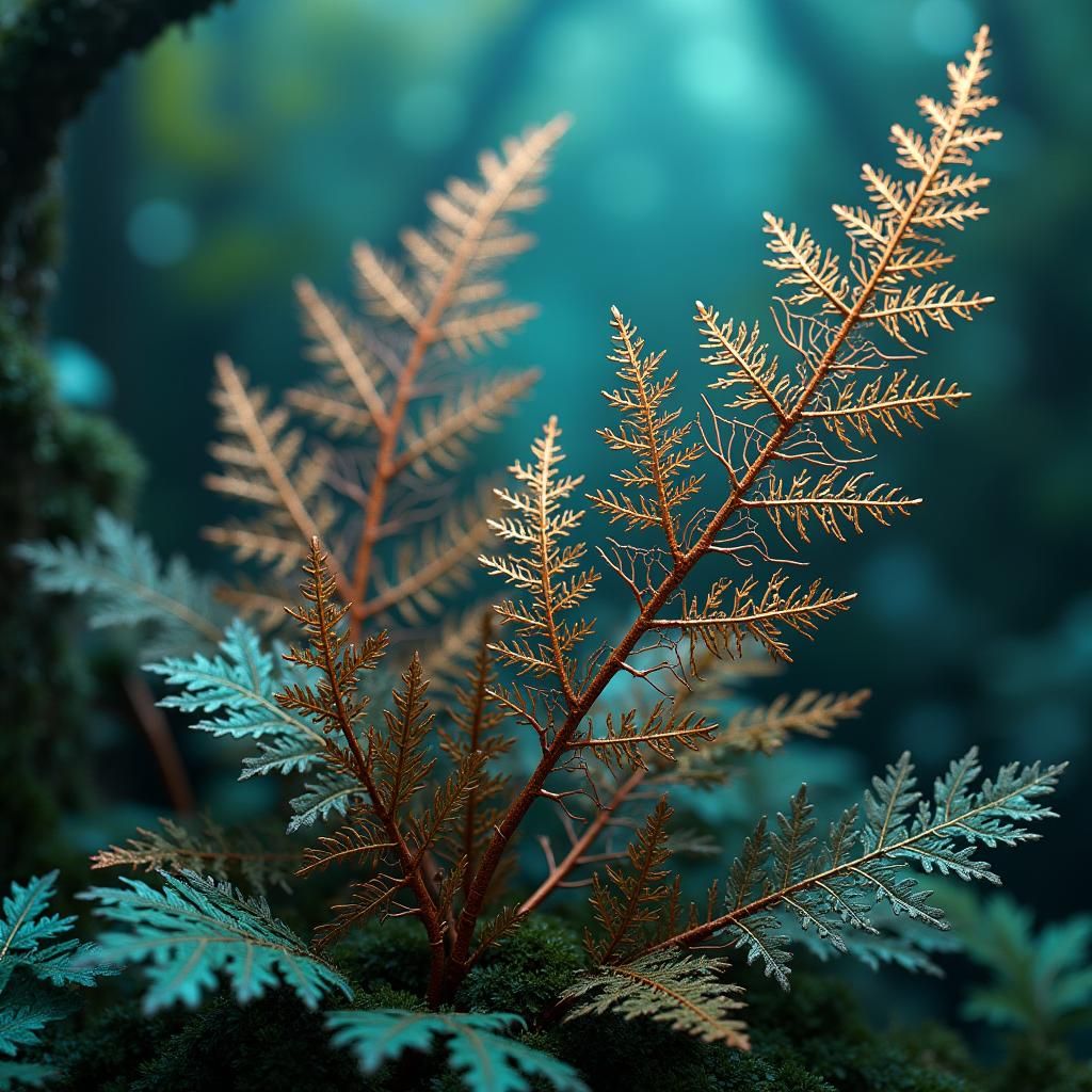 Copper Wire Fern Skeletons in Fantasy Landscape