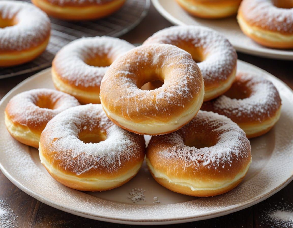 Homemade Sugar Dusted Doughnuts Close Up