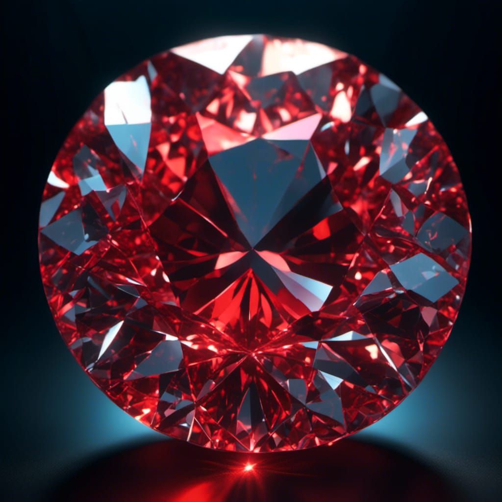 Glowing Red Blood Diamond in Hyperreal Light