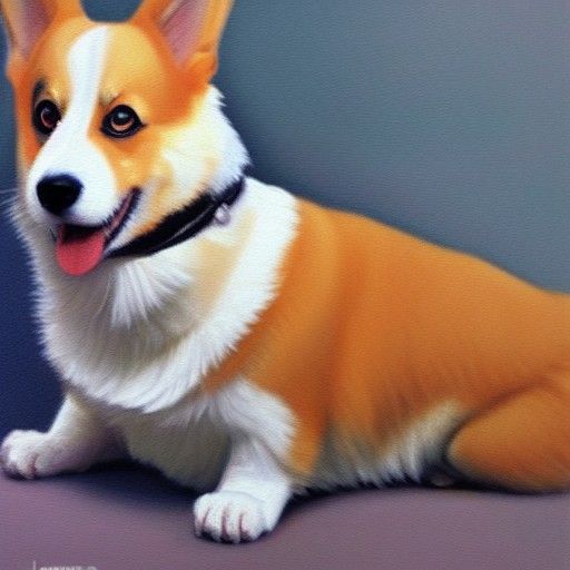 Corgi Portrait in Oil Painting Style