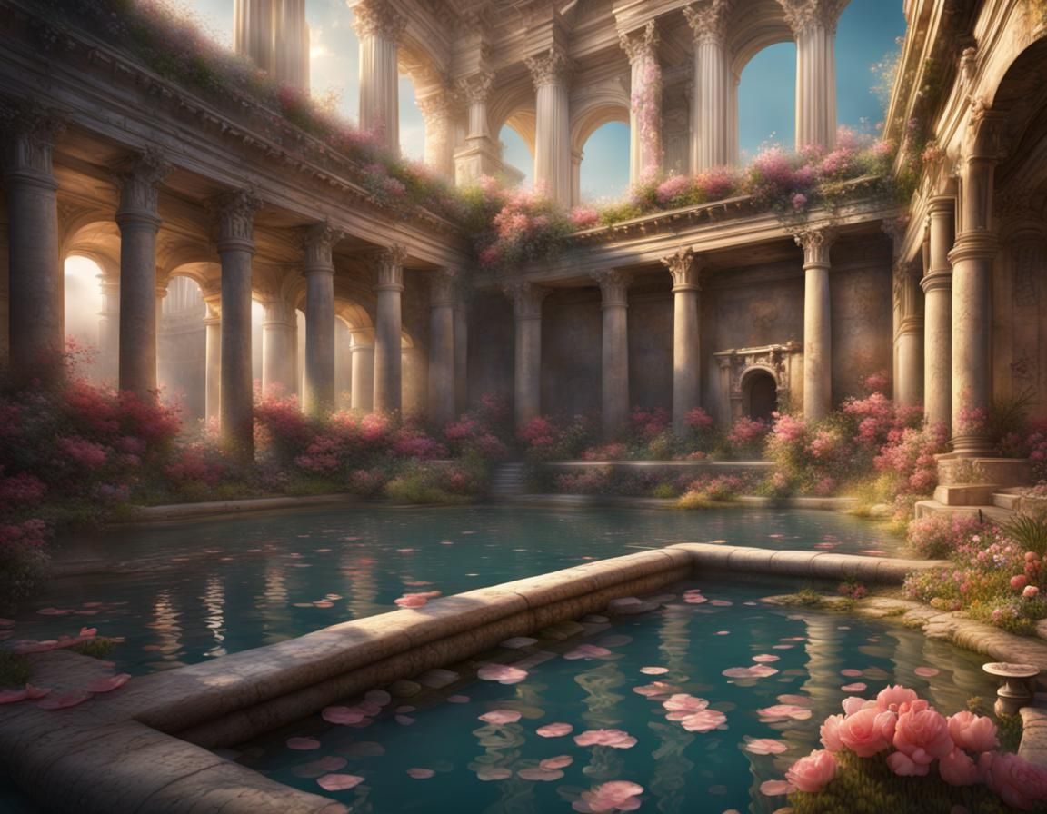 Detailed 3D Render of an Ancient Roman Bath