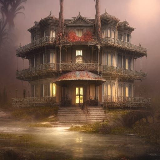 Mysterious Hotel California Matte Painting in 8k