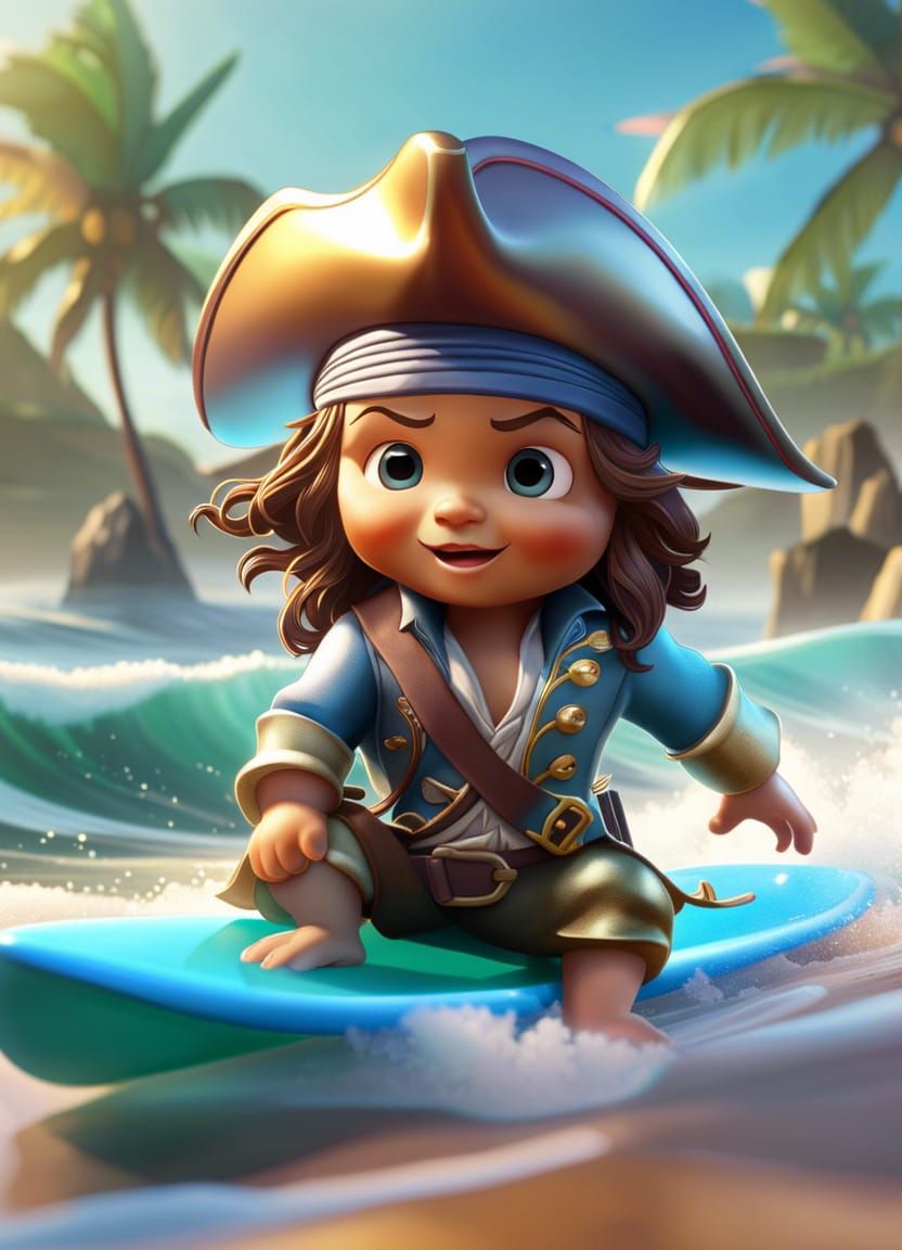 Cute Baby Jack Sparrow Surfer!