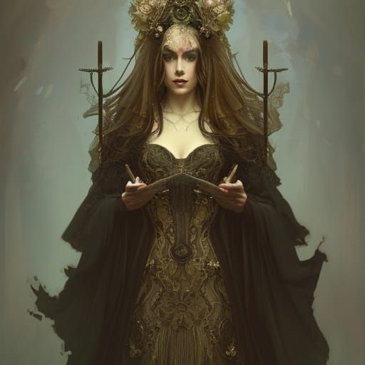 Victorian Witch Portrait in Gilded Age Style