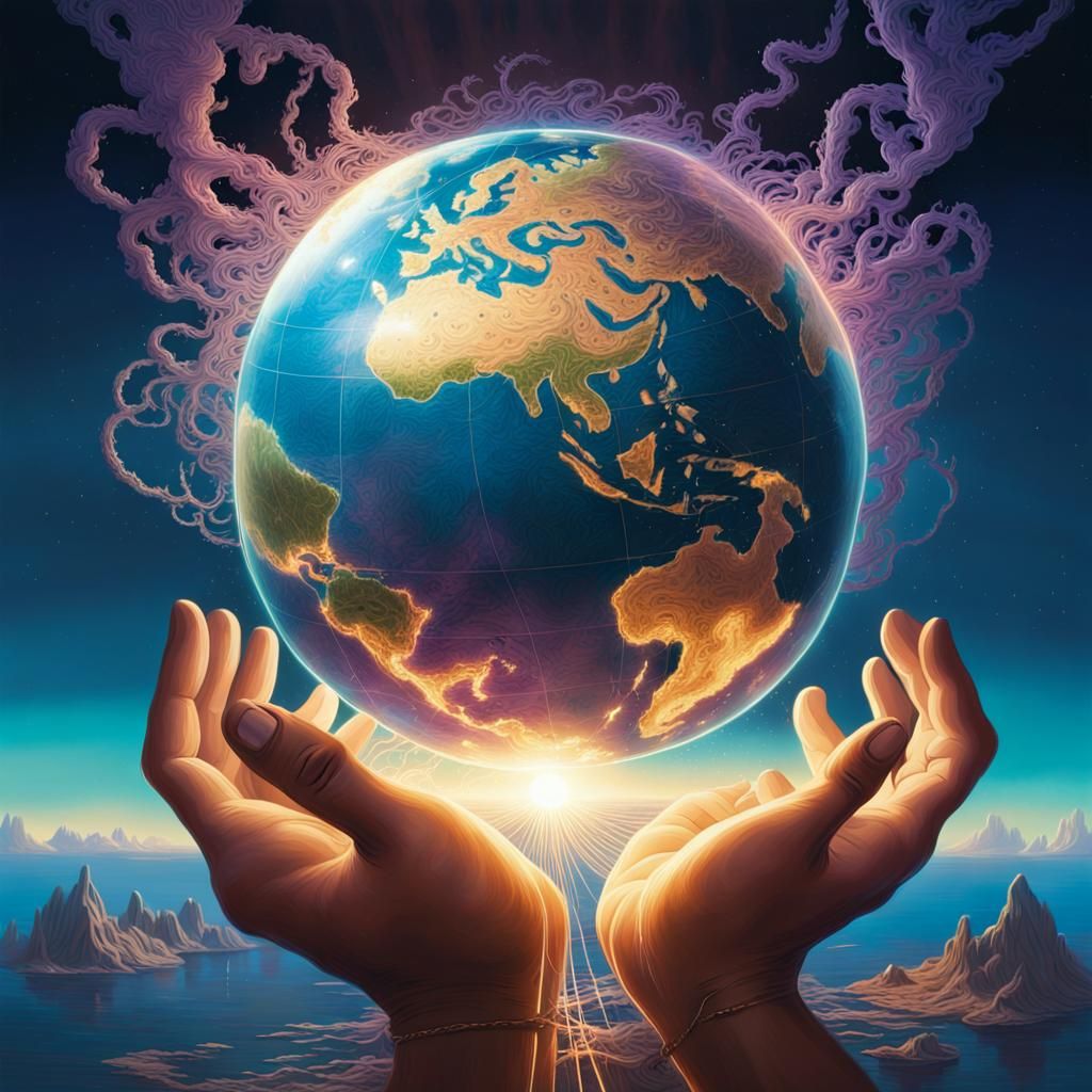 Earth Surrounded by Swirling Clouds, Digital Art