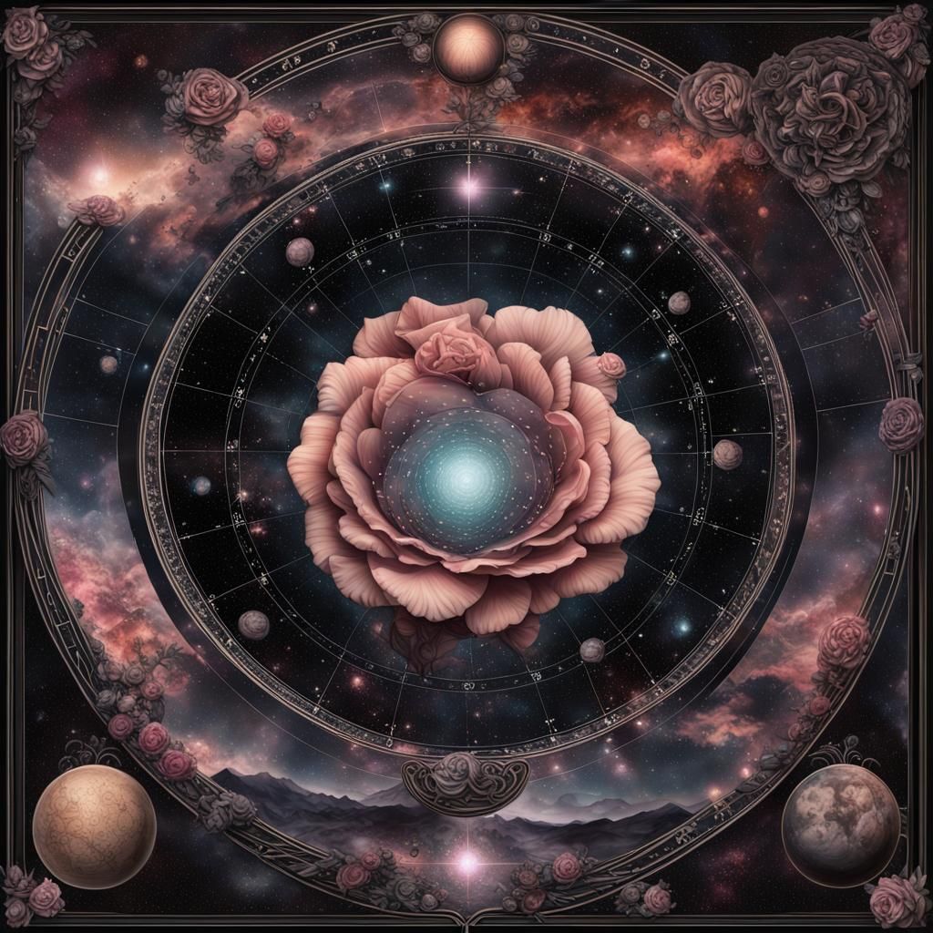 Galaxy Tattoo Design with Astrological Chart