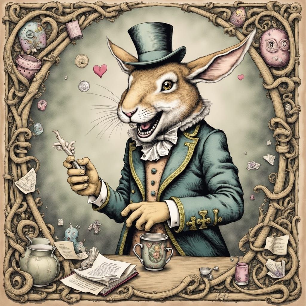 Whimsical March Hare in Watercolor