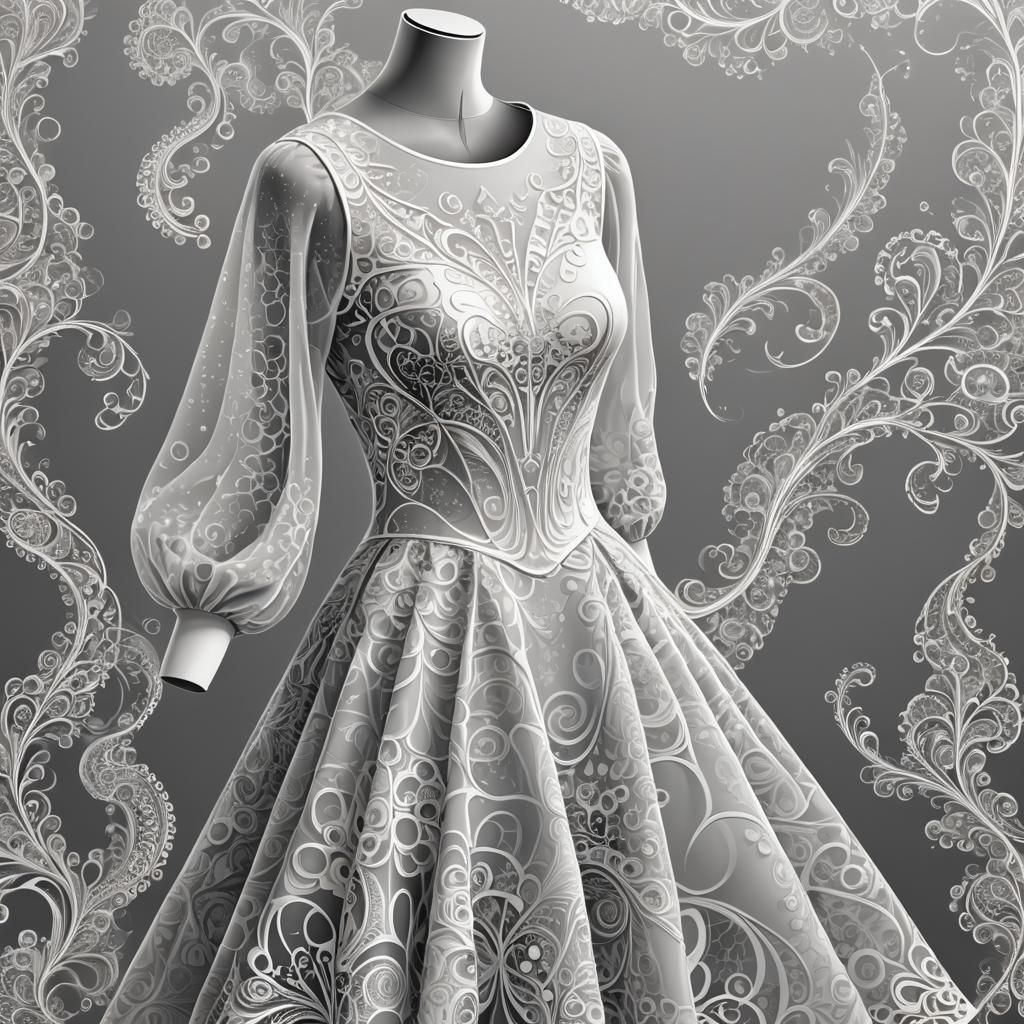 Mannequin Displaying Bubbly Dress with Delicate Designs